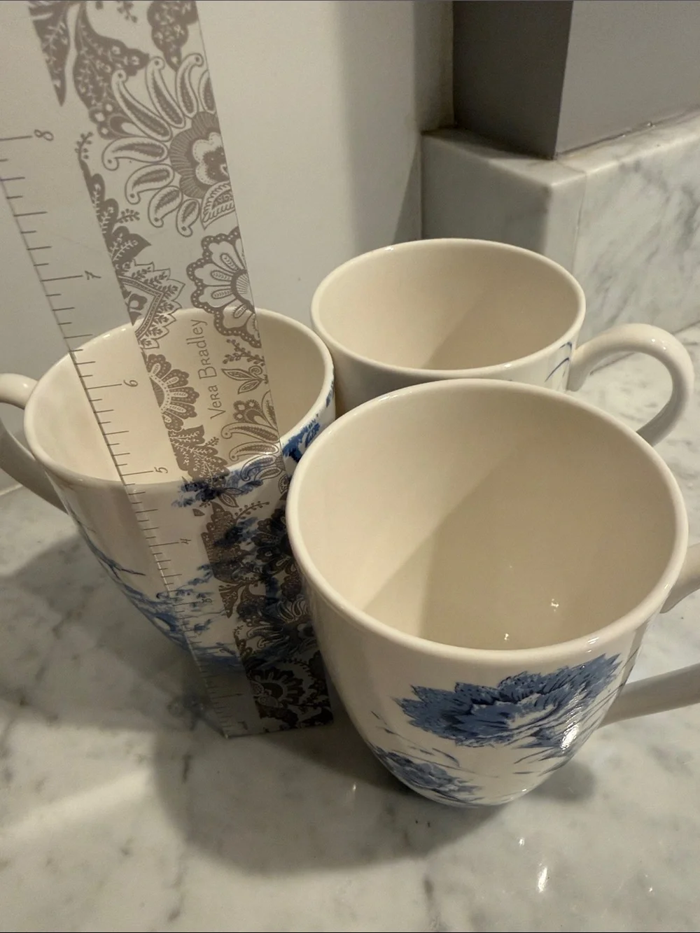 SCALAMANDRE by LENOX Toile Tale Blue 3 Mugs in Chinoiserie Pattern:  L TOTAM